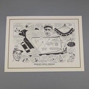 Vintage Amadee Wrigley Field Ballpark Print–Ernie Banks Hack Wilson Chicago Cubs